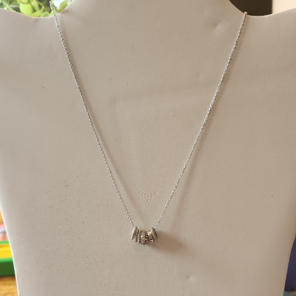 NEW! Touchstone Crystal Ring True Necklace. LBD Collection. Sterling